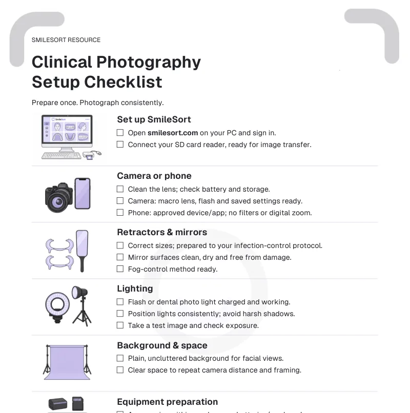 The top of the Clinical Photography Setup Checklist